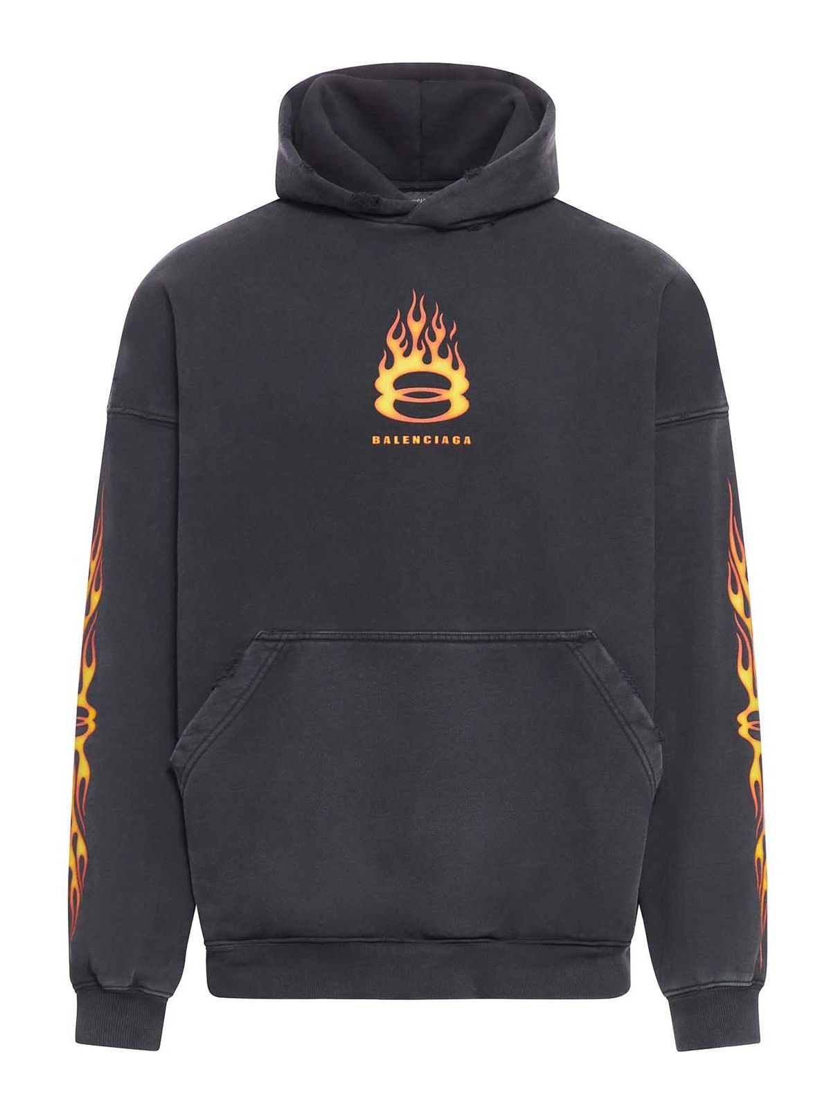 Balenciaga o1bcso1str0426 Large Fit Hoodie in Washed Black Size US M / EU 48-50 / 2 - 1 Thumbnail