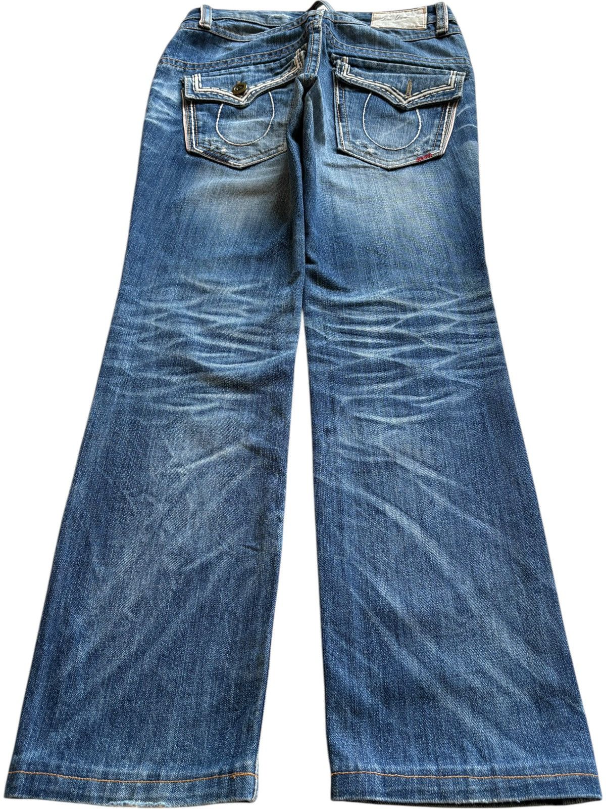 Vintage Japanese Lolita Honeycomb Faded Wash Loose Jeans