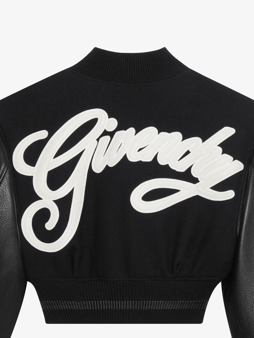 Givenchy o1srvl11e0125 College Cropped Varsity Jacket in Black/White Size S / US 4 / IT 40 - 4 Thumbnail