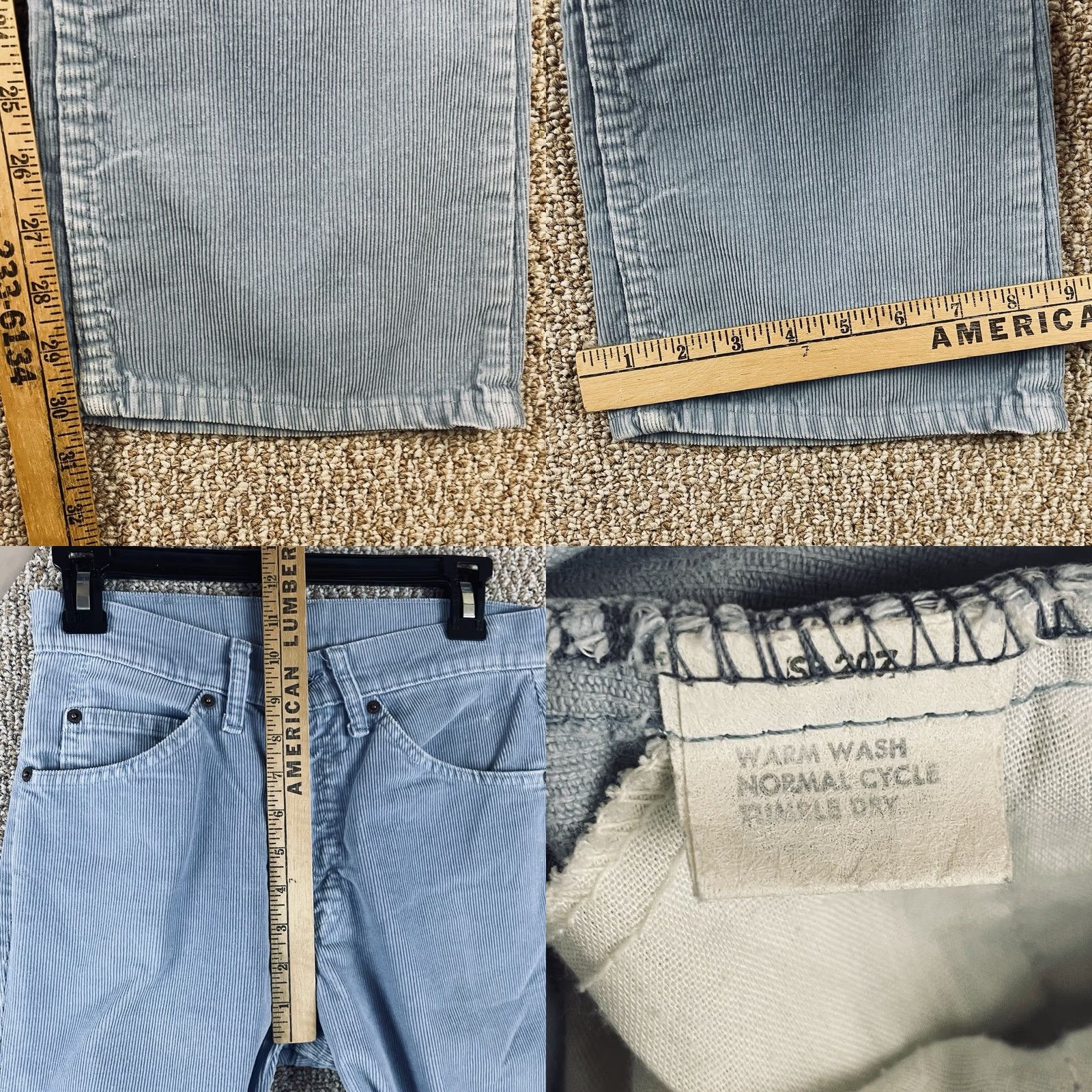 Levi's VINTAGE Levis 517 Pants 29x32 (28x30) Light Blue Corduroy Cords Vtg 70s 80s USA 1512 153 Size US 29 - 9 Thumbnail