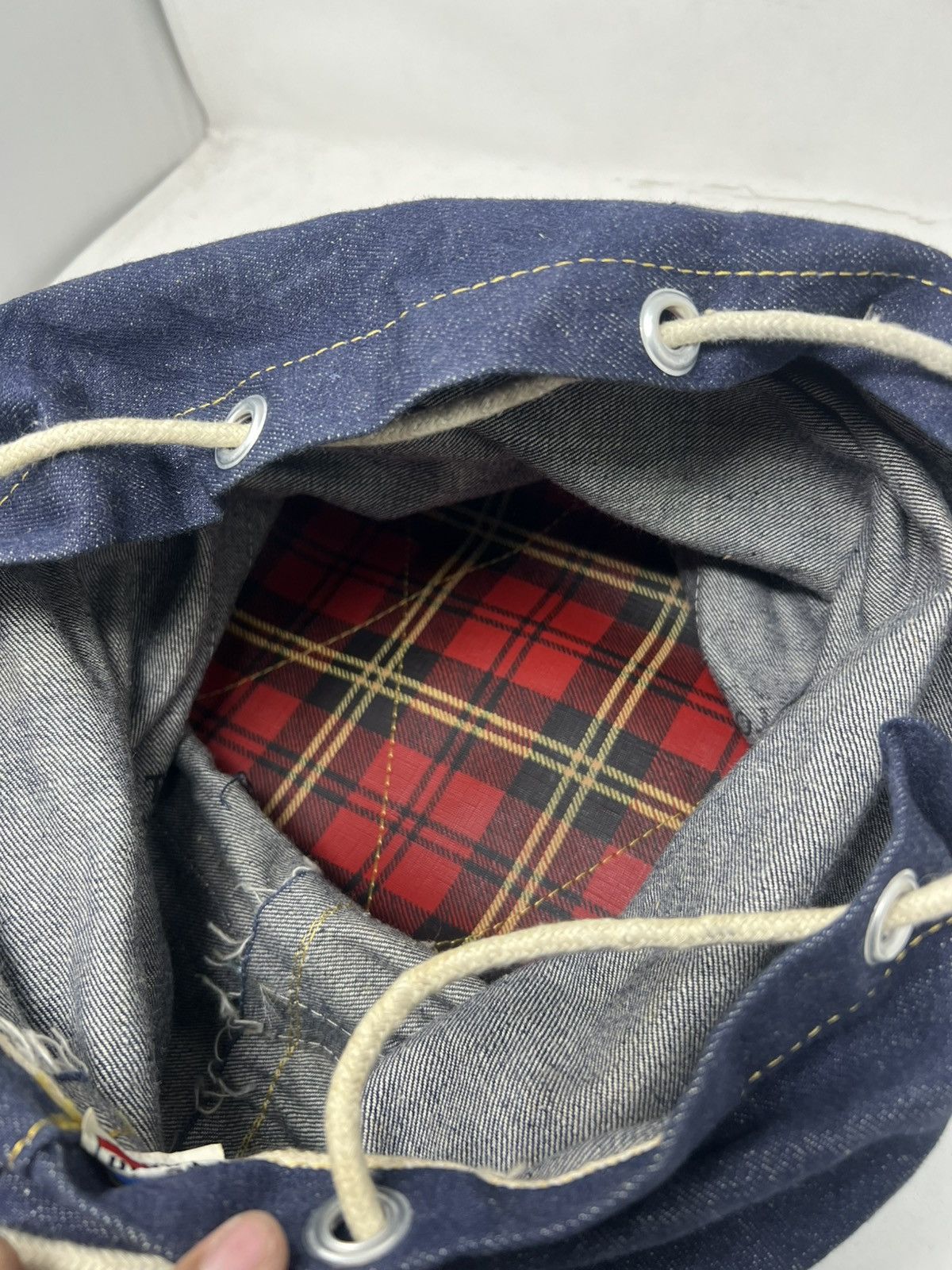 Japanese Brand Vintage Canton X-West Denim Drawstring Bucket Size ONE SIZE - 16 Thumbnail