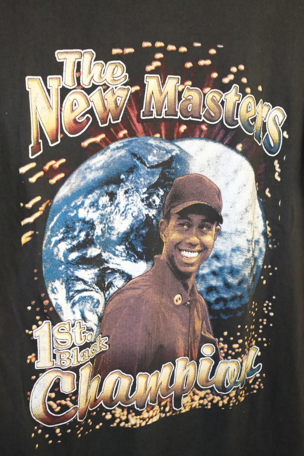 Vintage 90's HB Tee Tiger Woods "The New Masters T-Shirt Size XXL / US 16-18 / IT 52-54 - 4 Thumbnail