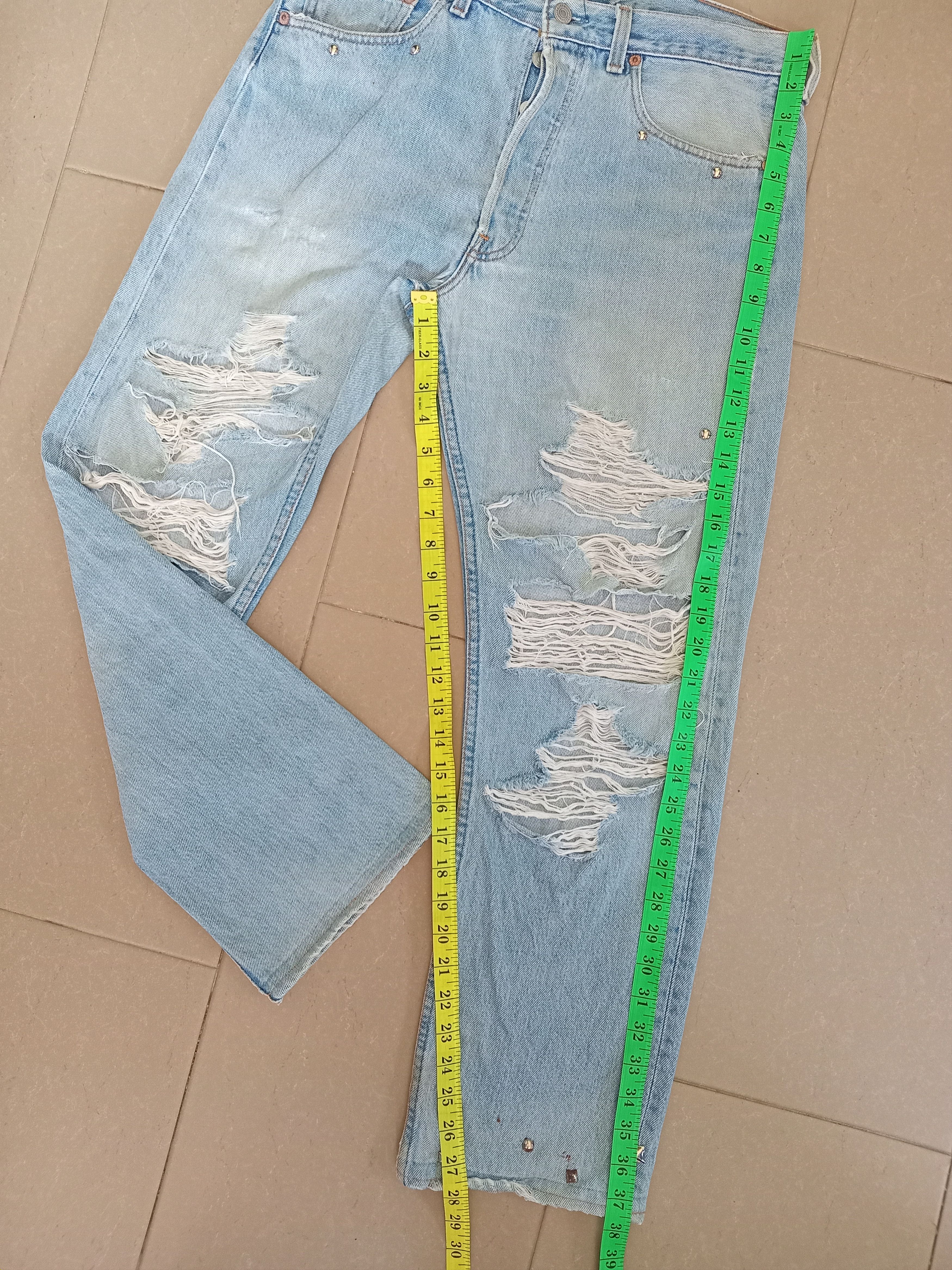 Levi's × Levi's Made & Crafted × Vintage 💥Very Rare💥Vintage LEVI'S 501 Distressed Studded Jeans Size US 32 / EU 48 - 4 Thumbnail