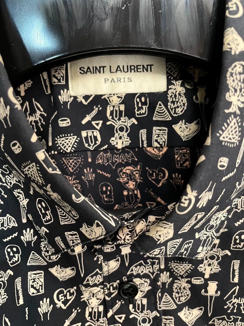 Saint Laurent Paris Saint Laurent Graphic Print Long Sleeve Shirt-2507 Size US L / EU 52-54 / 3 - 3 Thumbnail