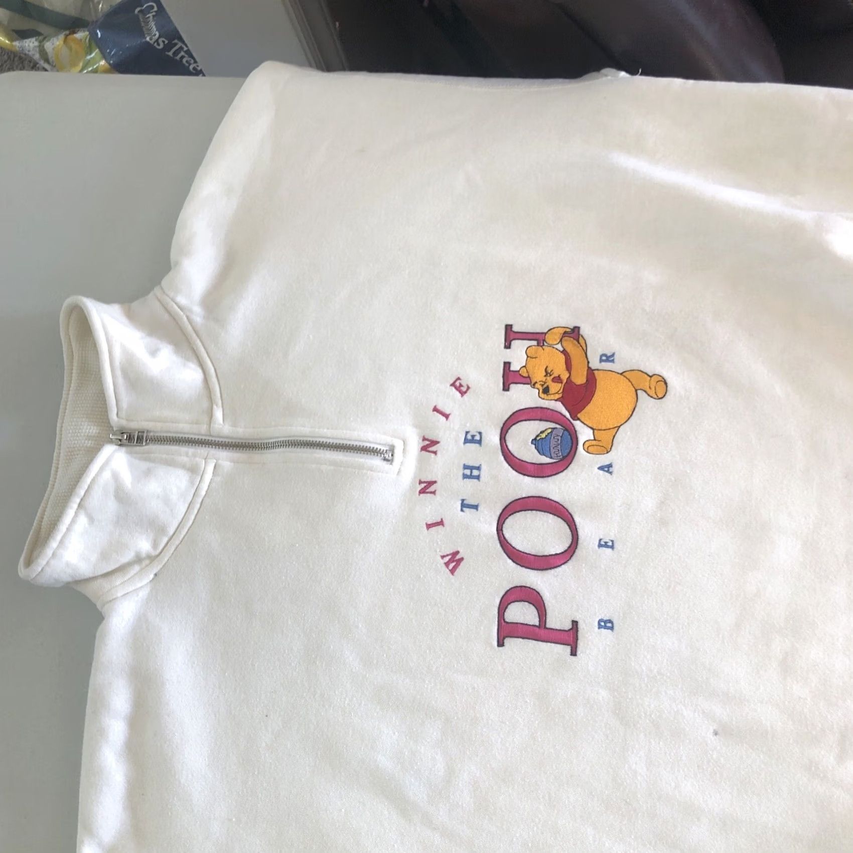 Vintage VINTAGE Disney Winnie The Pooh 1/4 Zip Embroidered Sweatshirt XL Women White Pooh 100 Acre Collection 90s Animals Logo Pullover Sneaker? Size XL / US 12-14 / IT 48-50 - 4 Thumbnail