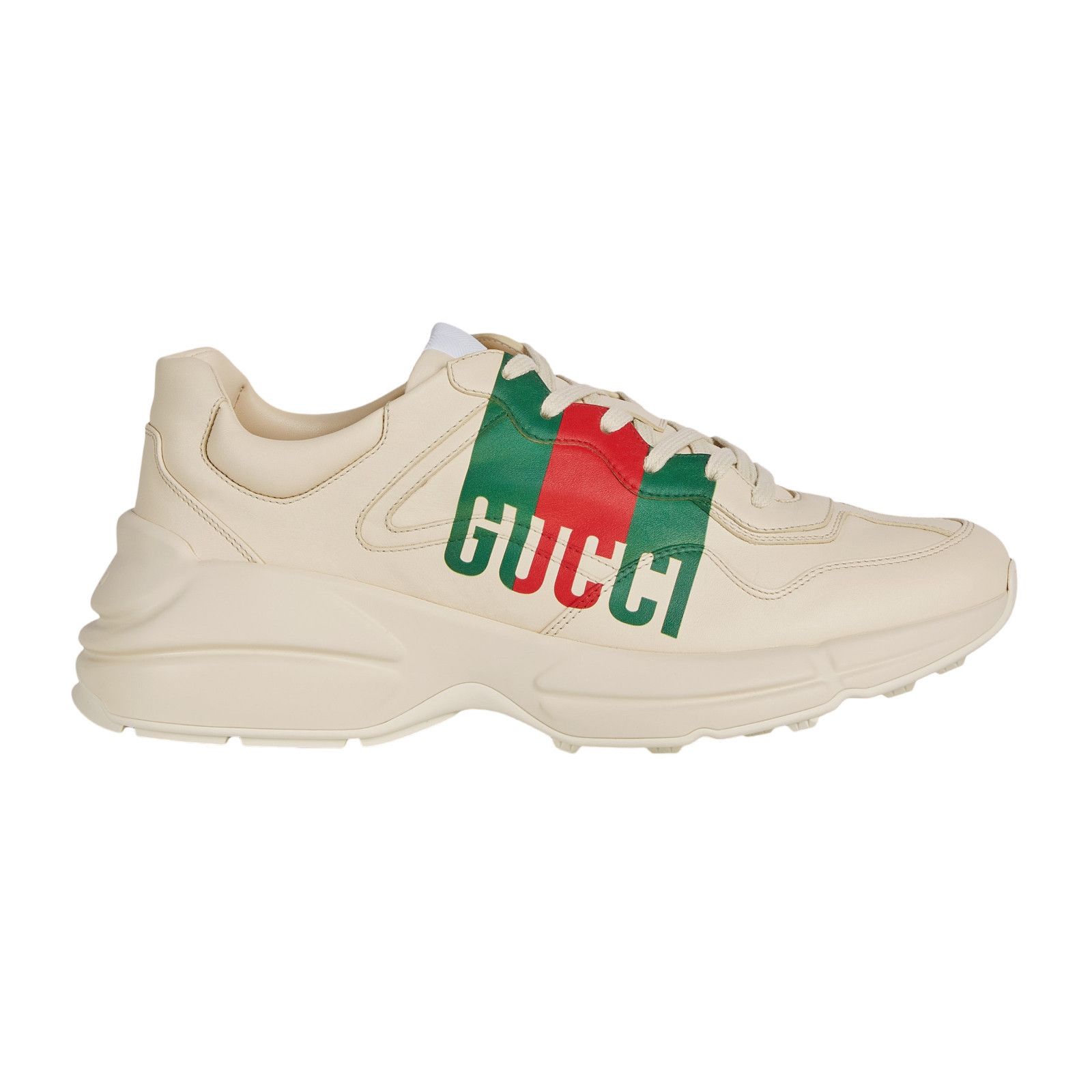 GUCCI RYTHON Ivory Leather Men's Sneakers New And Authentic
