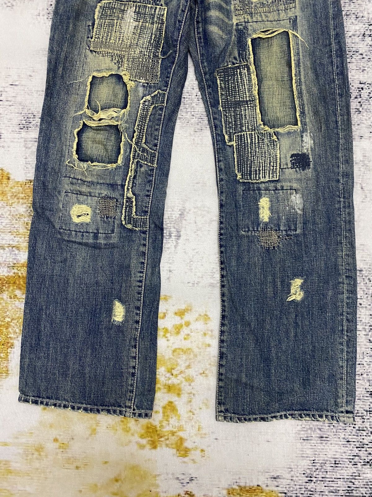 Global Work Vintage Global Work Kurtcobian Inspired Boro Patchwork Jeans Size US 35 - 4 Thumbnail
