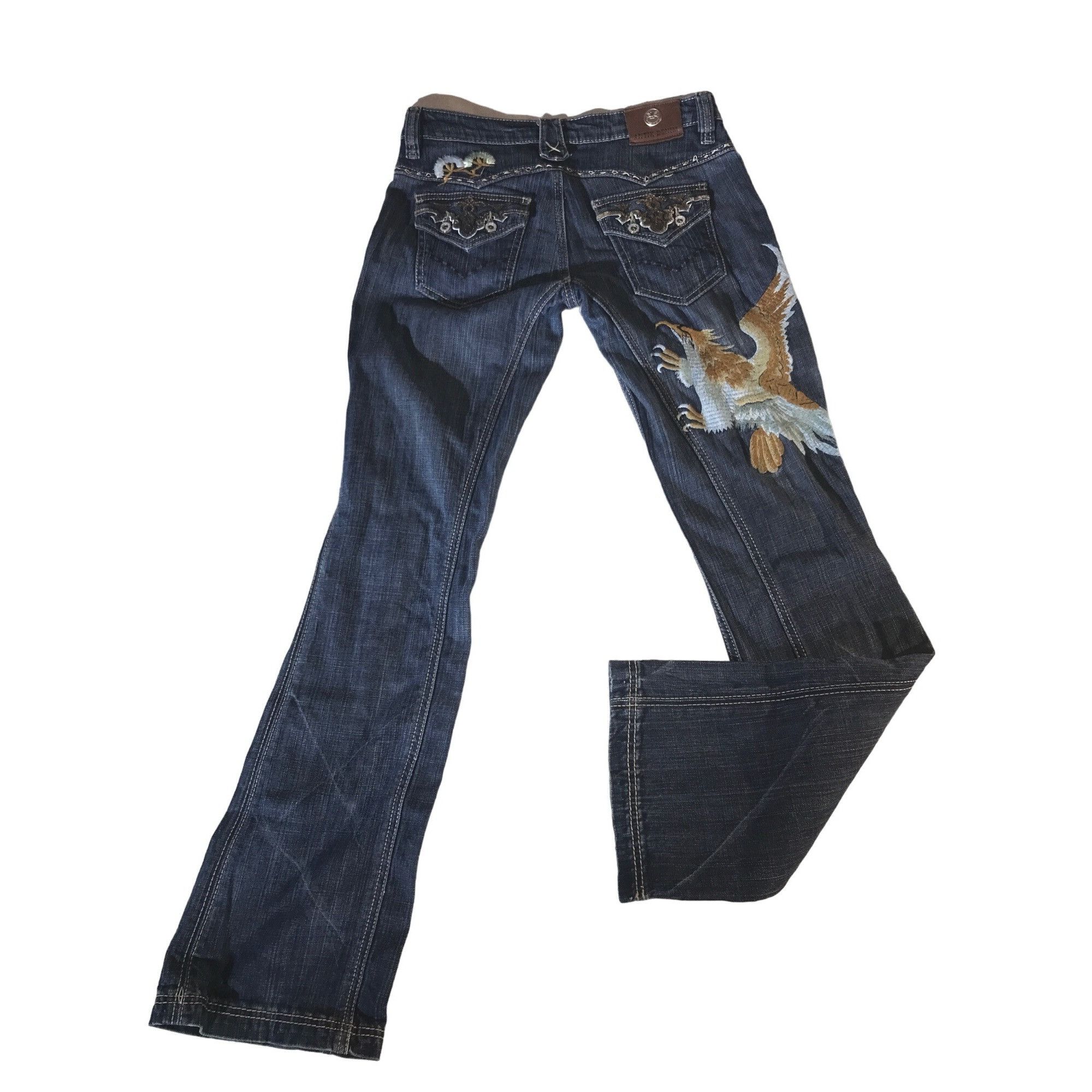 Antik Denim Antik Denim Womens Embroidered Bird Leather Patch Blue Jeans Size 29" - 2 Thumbnail