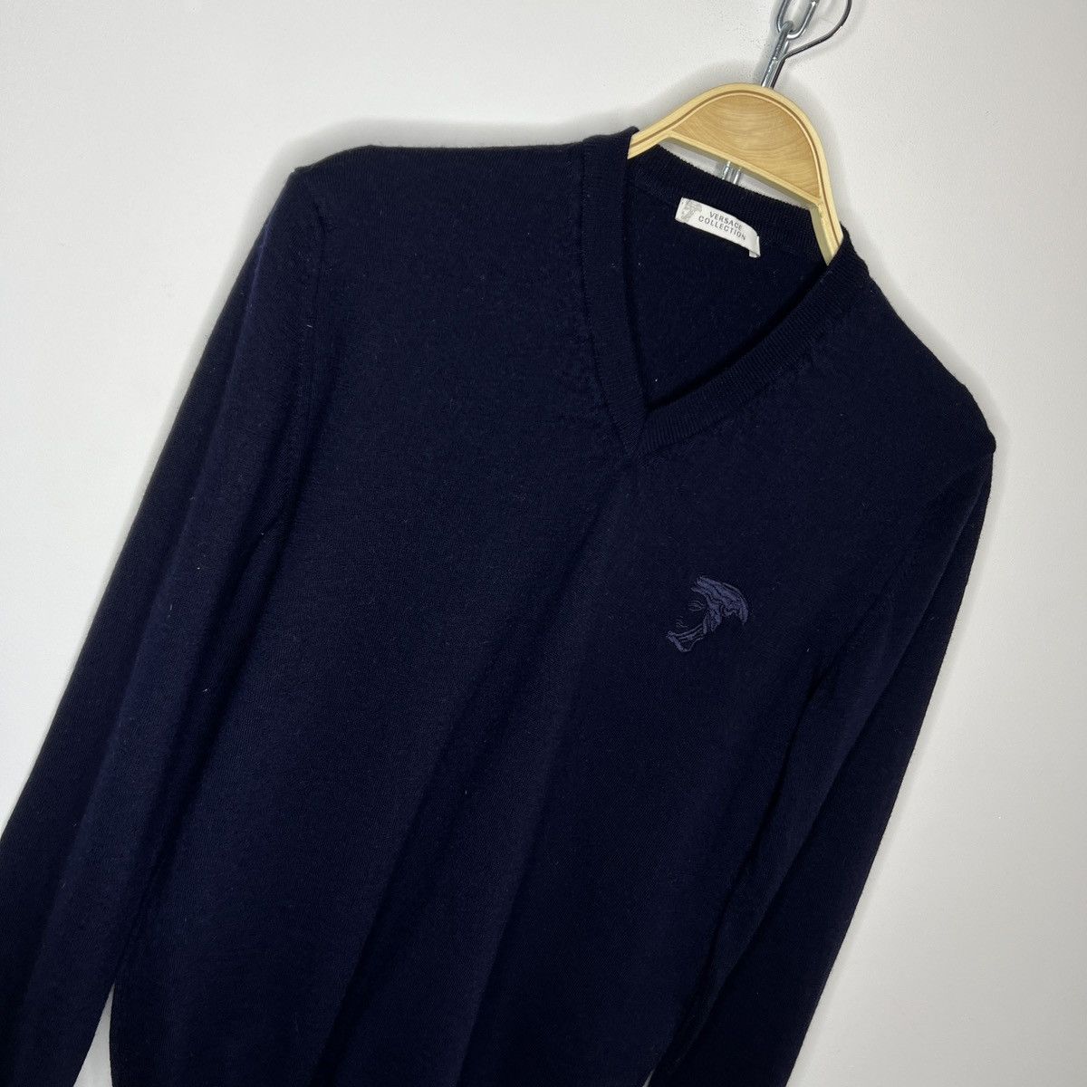 Versace Versace COLLECTION Wool Sweater Jumper Navy Size M Size US M / EU 48-50 / 2 - 3 Thumbnail