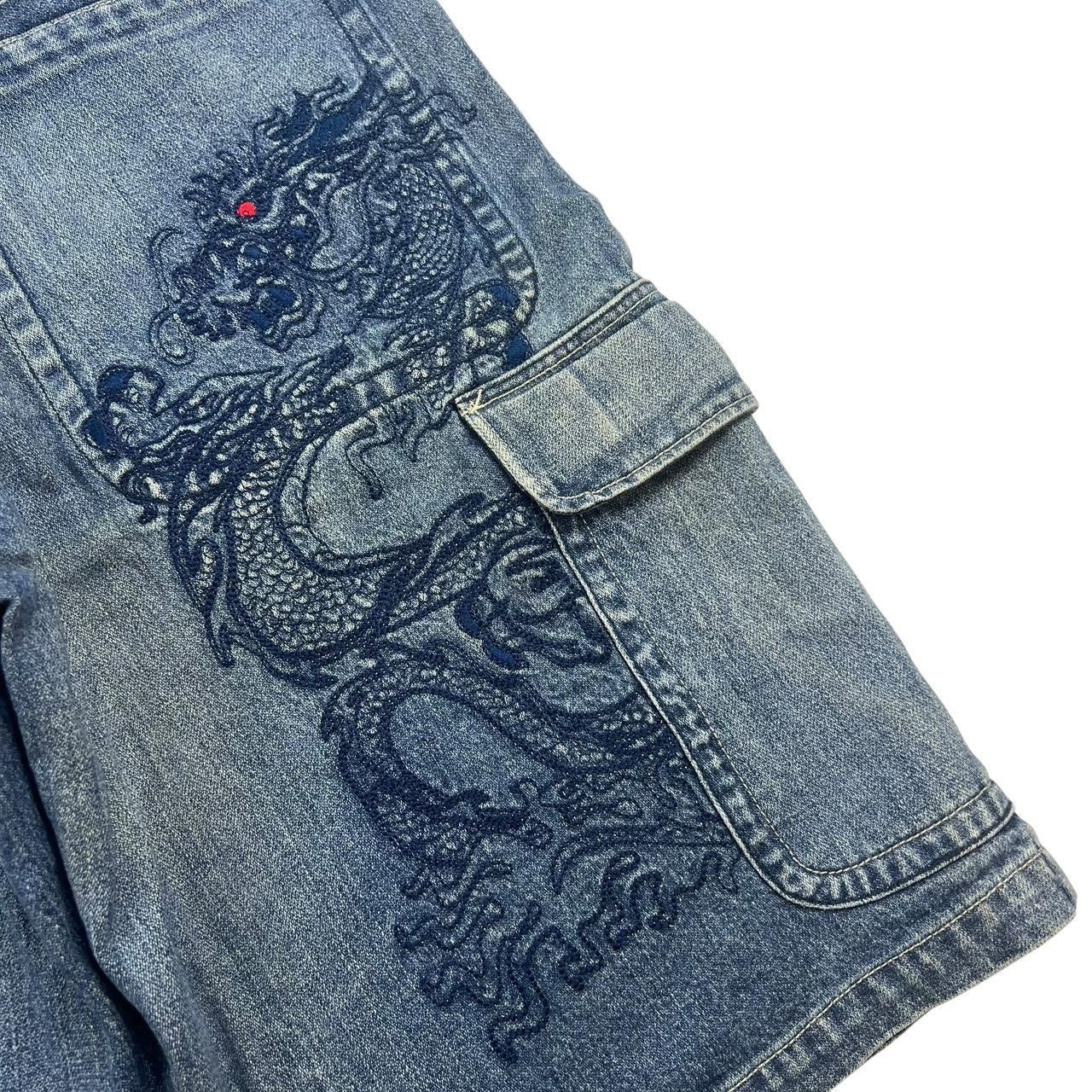JNCO Vintage Jnco Dragon Baggy Denim Cargo Shorts Jorts Waist 32 Size US 32 / EU 48 - 3 Thumbnail