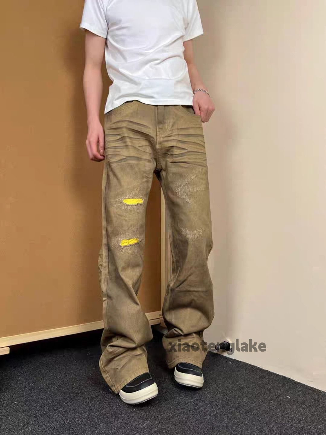 Jean × Vintage washed faded punk grunge damaged stain flared jeans Size US 32 / EU 48 - 1 Thumbnail