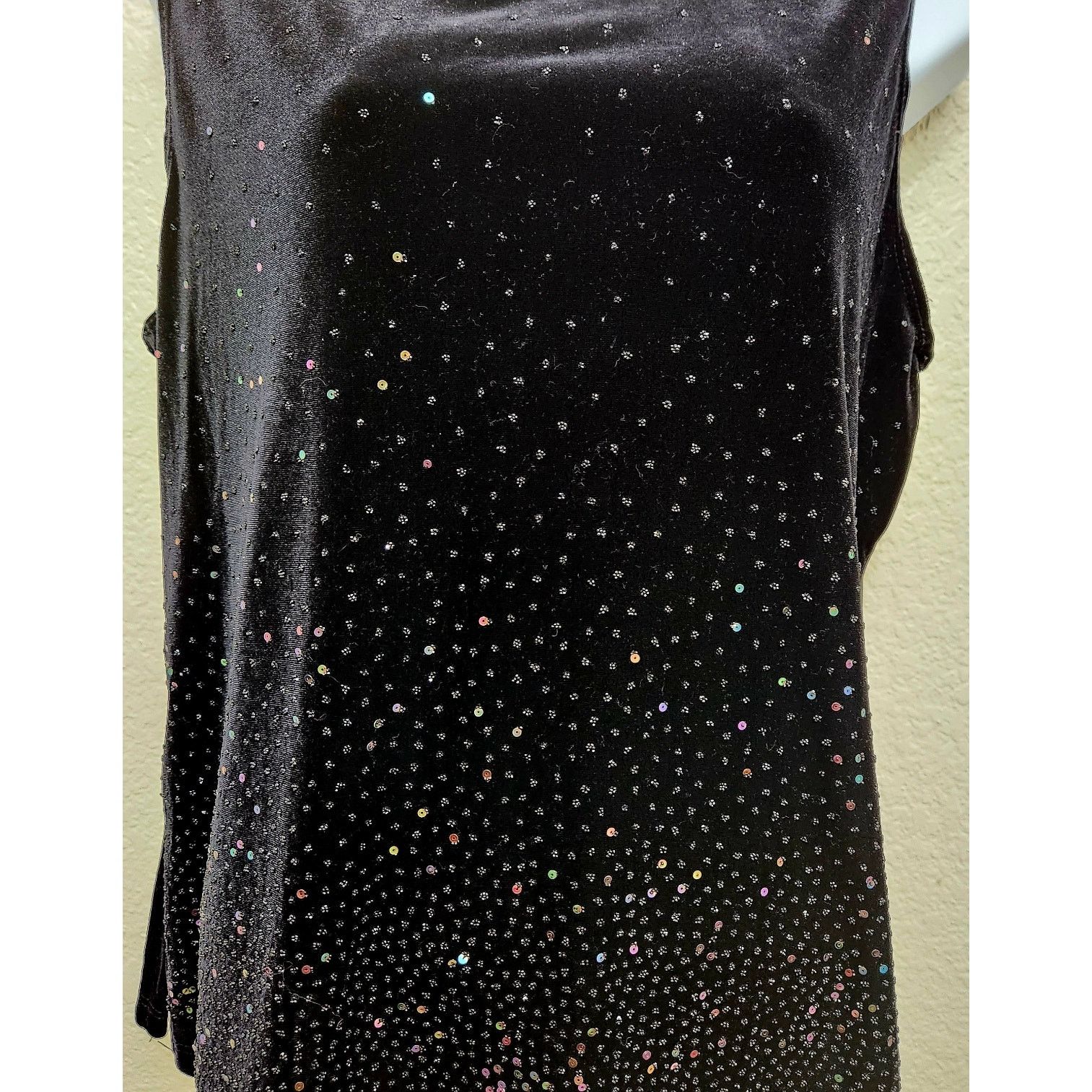 Other I.N. Studio Black Sequin Crushed Velvet Sleeveless Top XL Size XL / US 12-14 / IT 48-50 - 2 Thumbnail