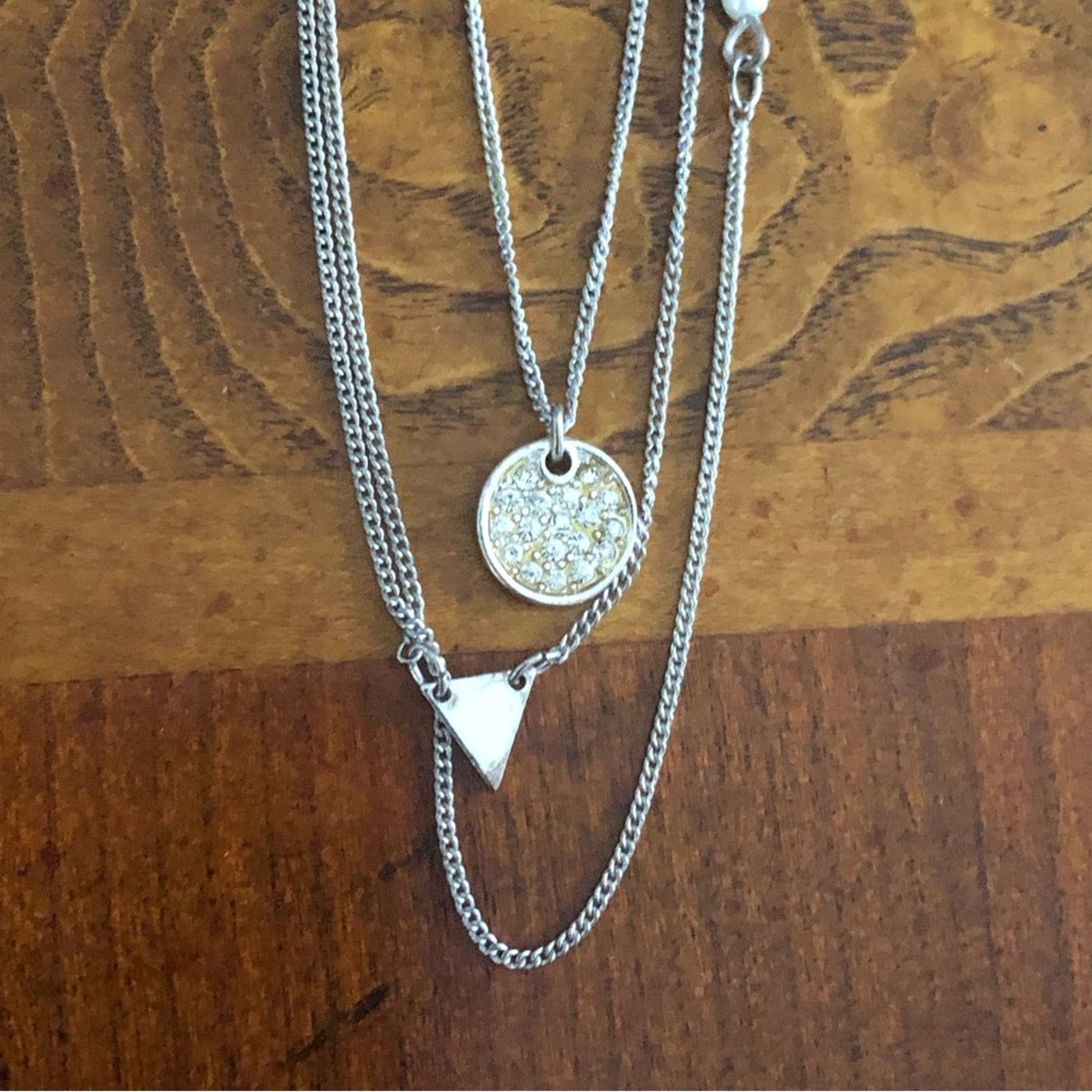 Jewelry Silver plated triple strand pearl and charm chain necklace Size ONE SIZE - 8 Thumbnail