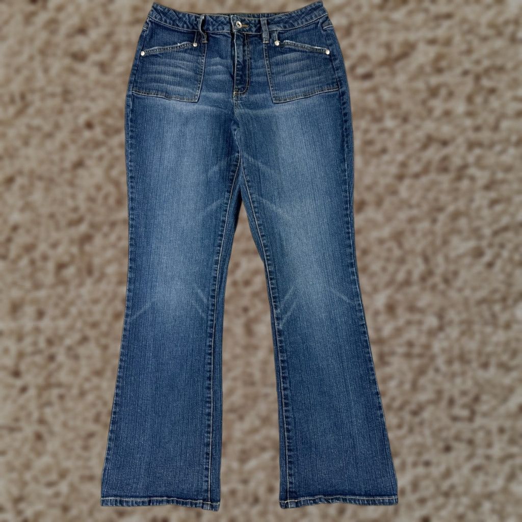 Vintage L.A. Blues Jeans Womens Jeans Flared 29x31 Blue Denim Cotton Blend Mid Rise 12 Regular Pocket 5-Pocket Design Size 34" / US 12 / IT 48 - 1 Thumbnail