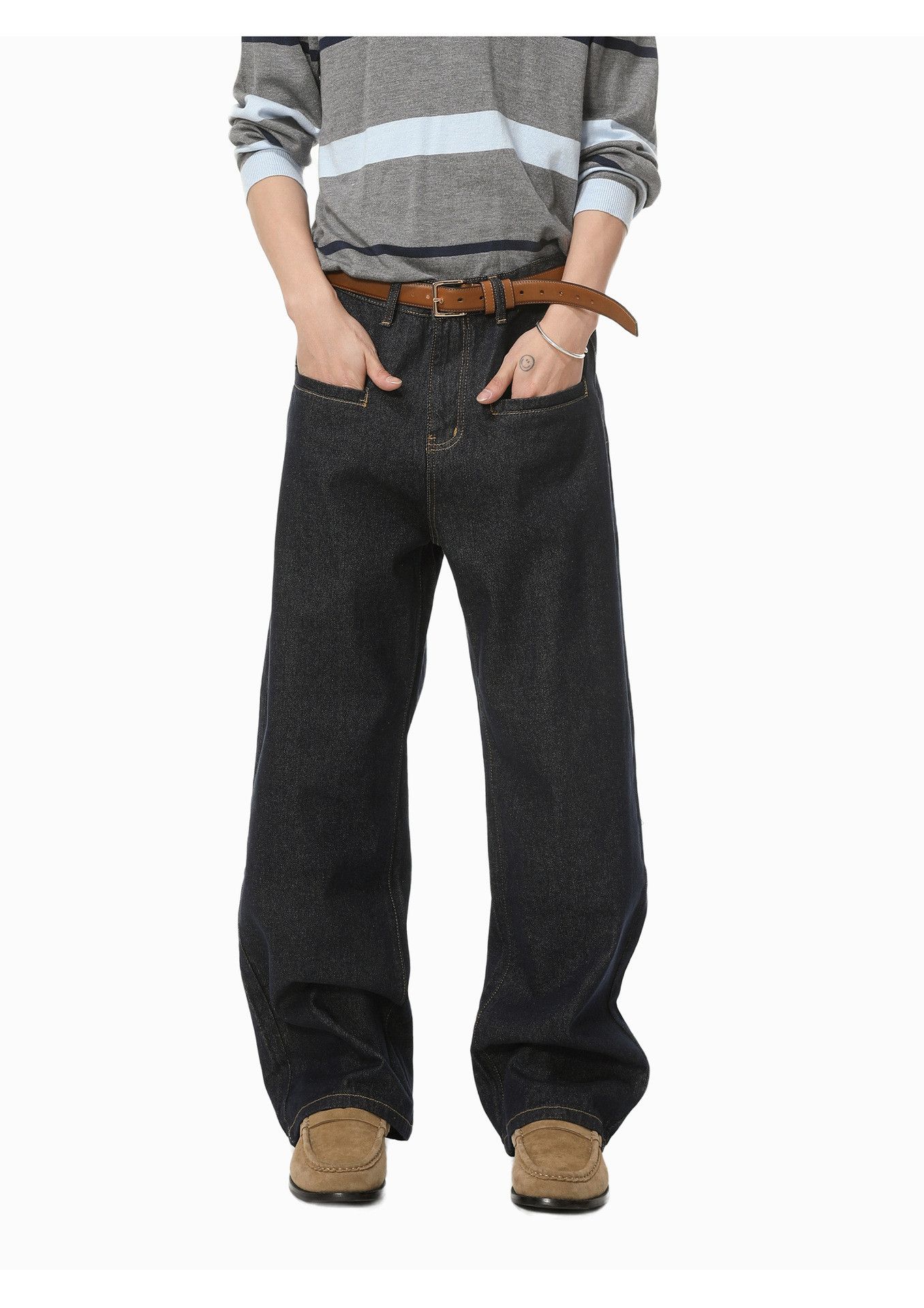 Japanese Brand Men's Japanese Retro Street Wide Leg Straight Washed Jeans Size US 32 / EU 48 - 5 Thumbnail
