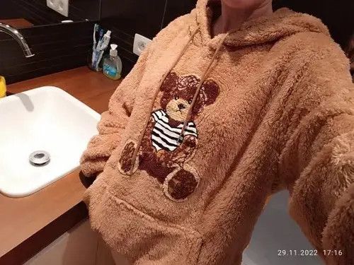 Other Hoodies for Men Fluffy Teddy Bear Pattern Sweatshirts Size US S / EU 44-46 / 1 - 2 Thumbnail