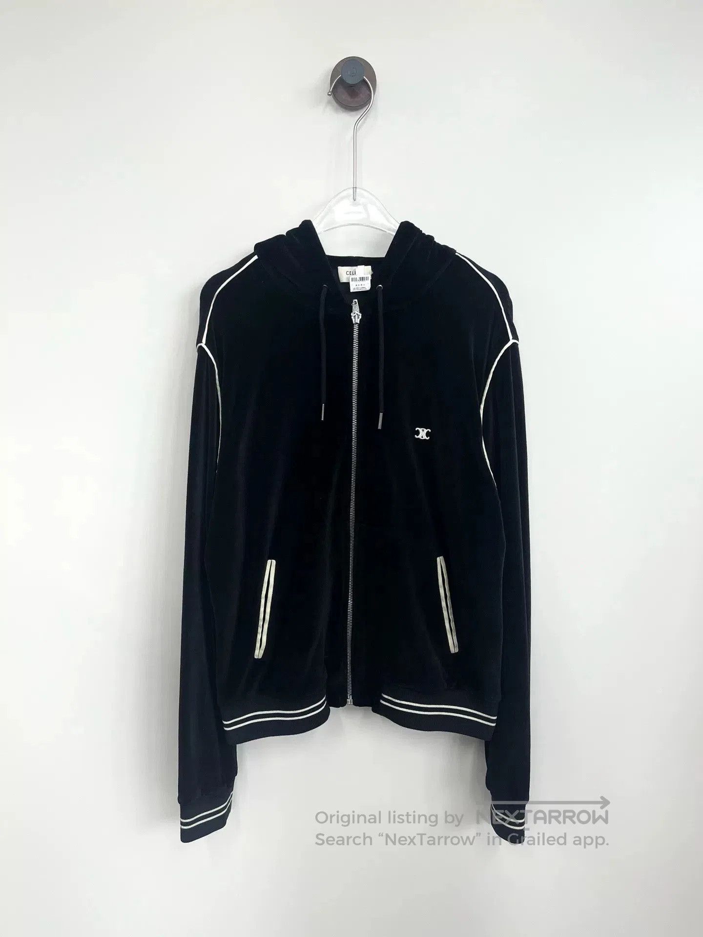 Celine Celine Velvet Hoodie with Embroidered Logo. Size S / US 4 / IT 40 - 1 Thumbnail