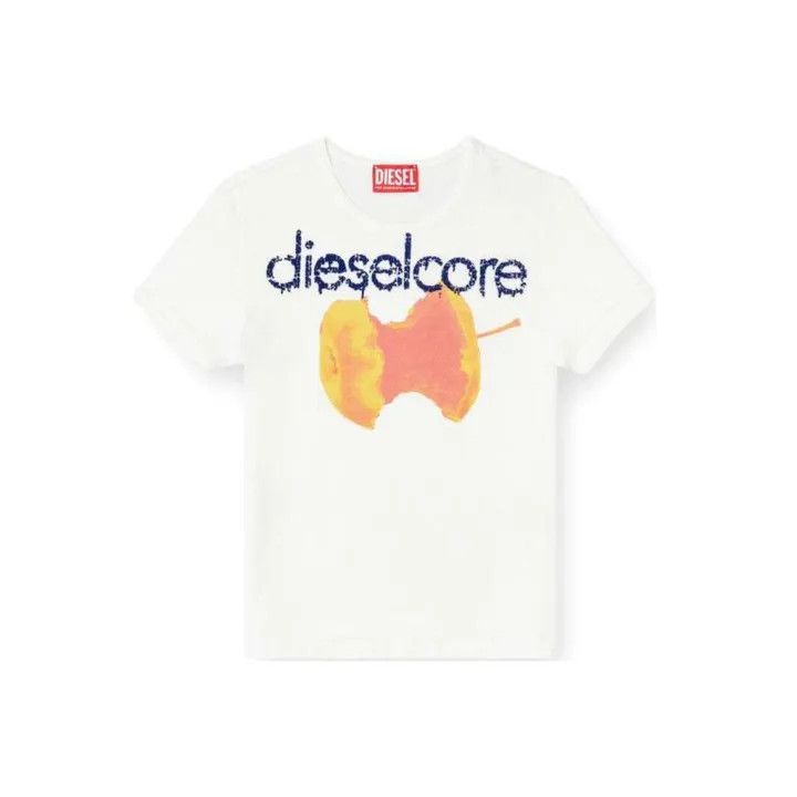 Diesel Diesel White Logo Casual T-Shirt for Women 0079 Size XS / US 0-2 / IT 36-38 - 1 Thumbnail