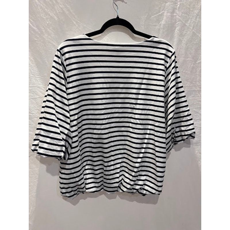 Chicos NWT Chico's Shirt Ebellished Stripe Bubble Hem Short Sleeve Size XXL / US 16-18 / IT 52-54 - 2 Thumbnail