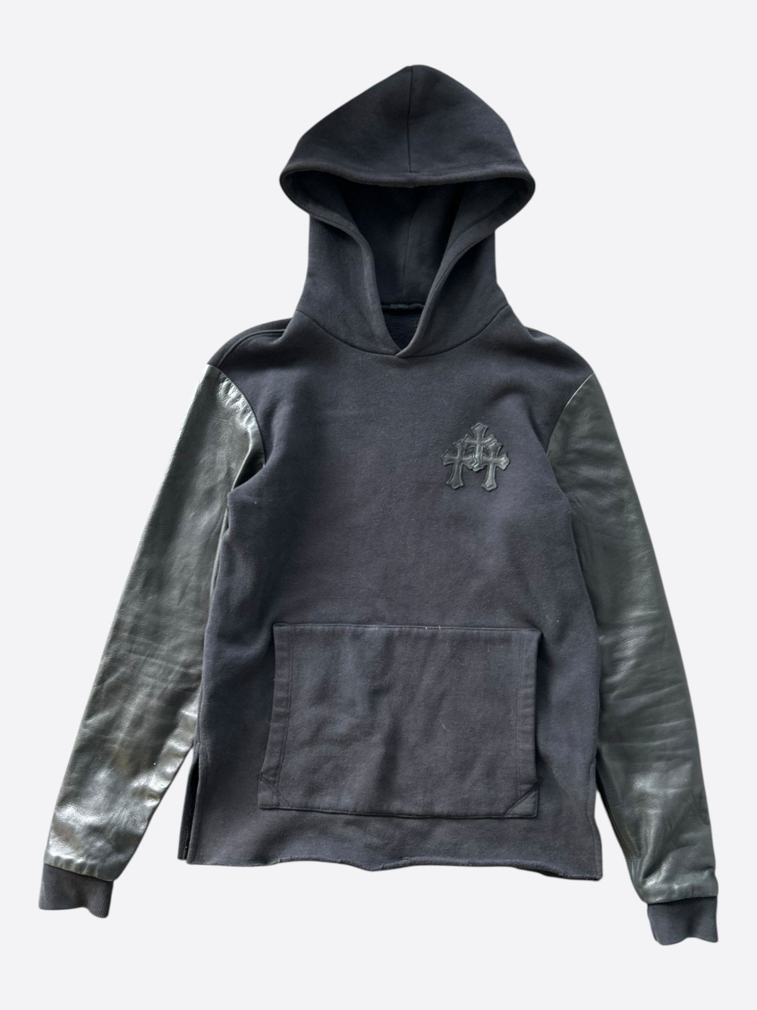 Chrome Hearts Chrome Hearts Black Leather Triple Cross Patch Hoodie Size US S / EU 44-46 / 1 - 1 Thumbnail