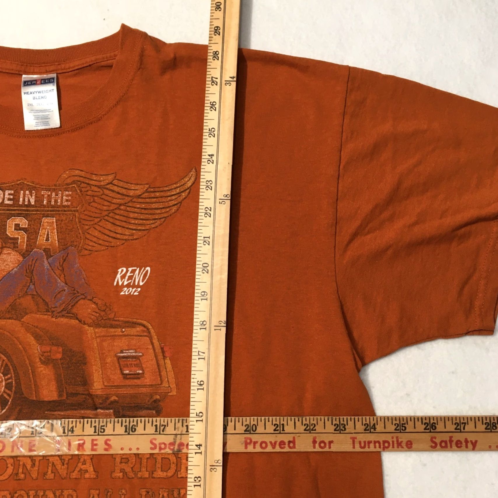 Jerzees VINTAGE Jerzees Reno Nevada 2XL T-shirt ORANGE GRAPHIC HORSE MOTORCYCLE Shirt Mens 2XL Orange Vintage Size US XXL / EU 58 / 5 - 4 Thumbnail