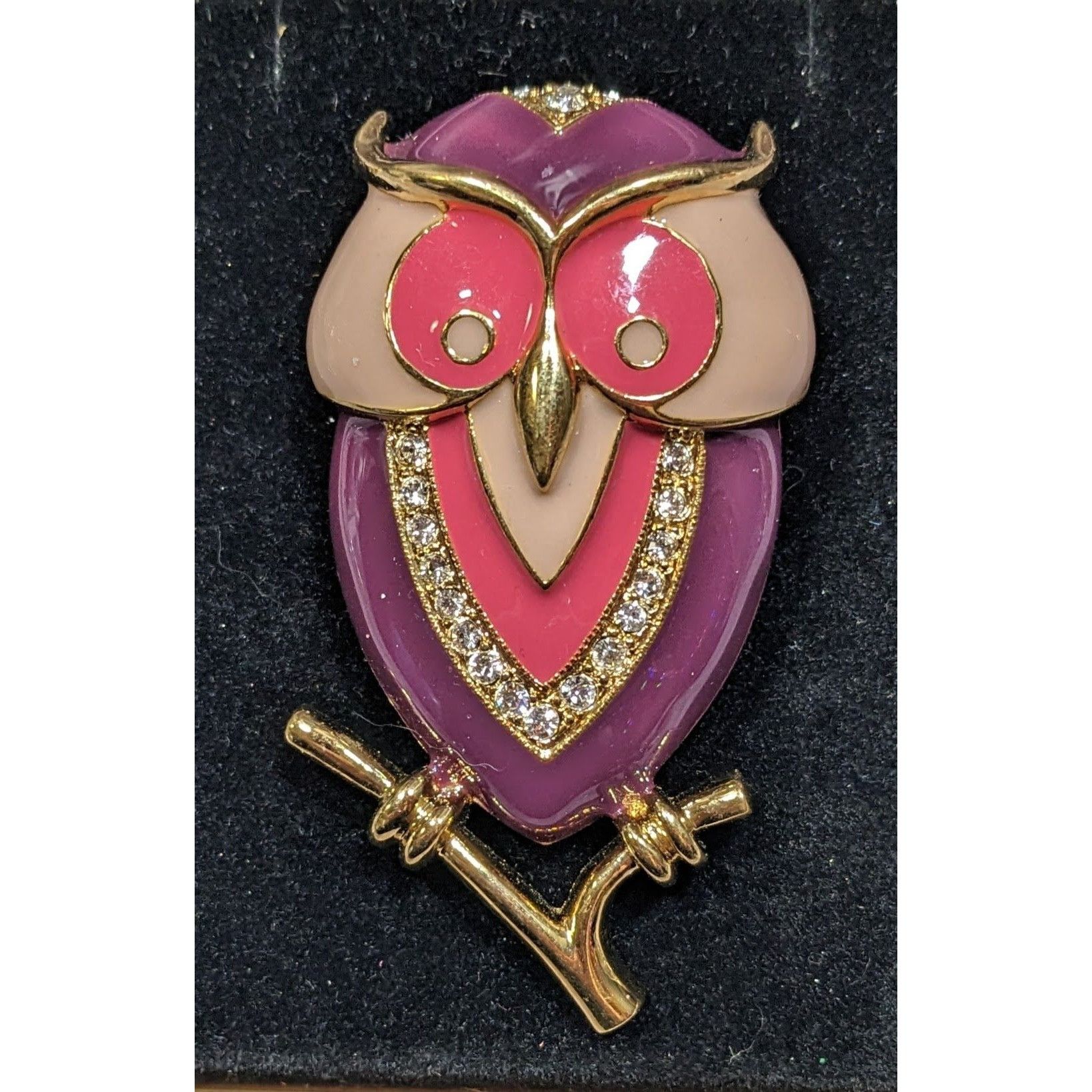 Other Vintage Marie Whimsical Owl Brooch Pink And Purple With Crys Size ONE SIZE - 3 Thumbnail