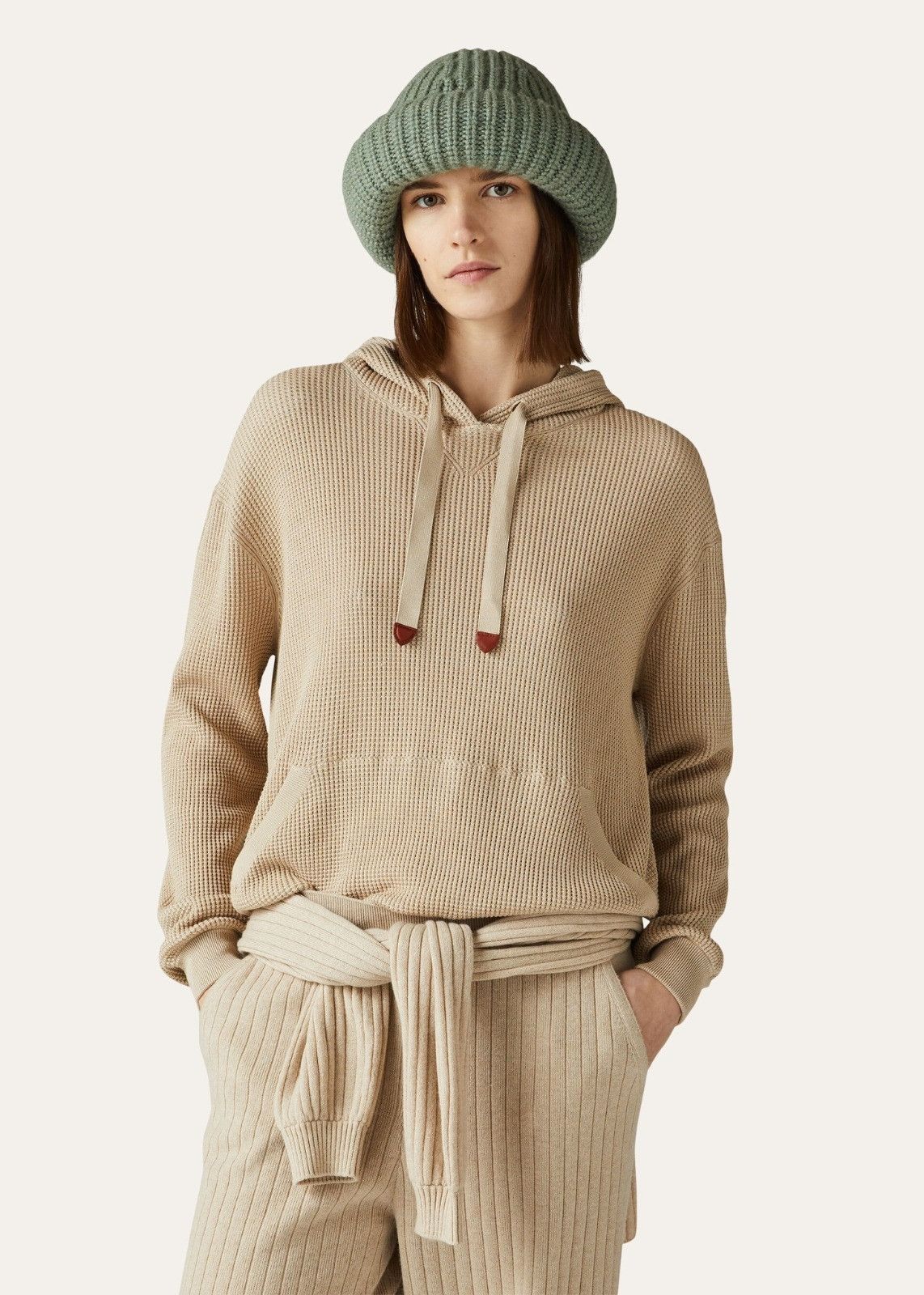 Loro Piana o1srvl11e0824 Puno Cotton Silk Hoddie in Beige Size XL / US 12-14 / IT 48-50 - 4 Thumbnail