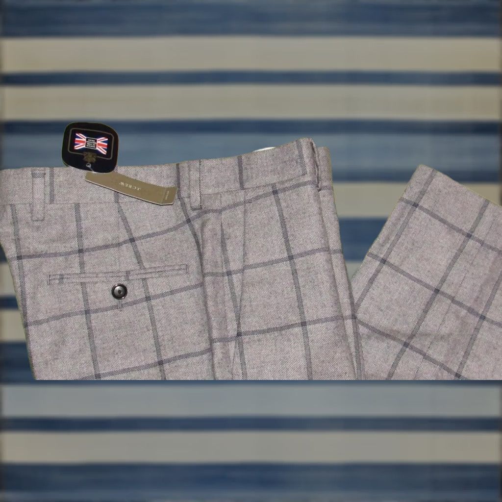 Vintage J CREW Dress Pants Grey Blue Windowpane Wool Blend 30 x 30 Men Size US 30 / EU 46 - 1 Thumbnail