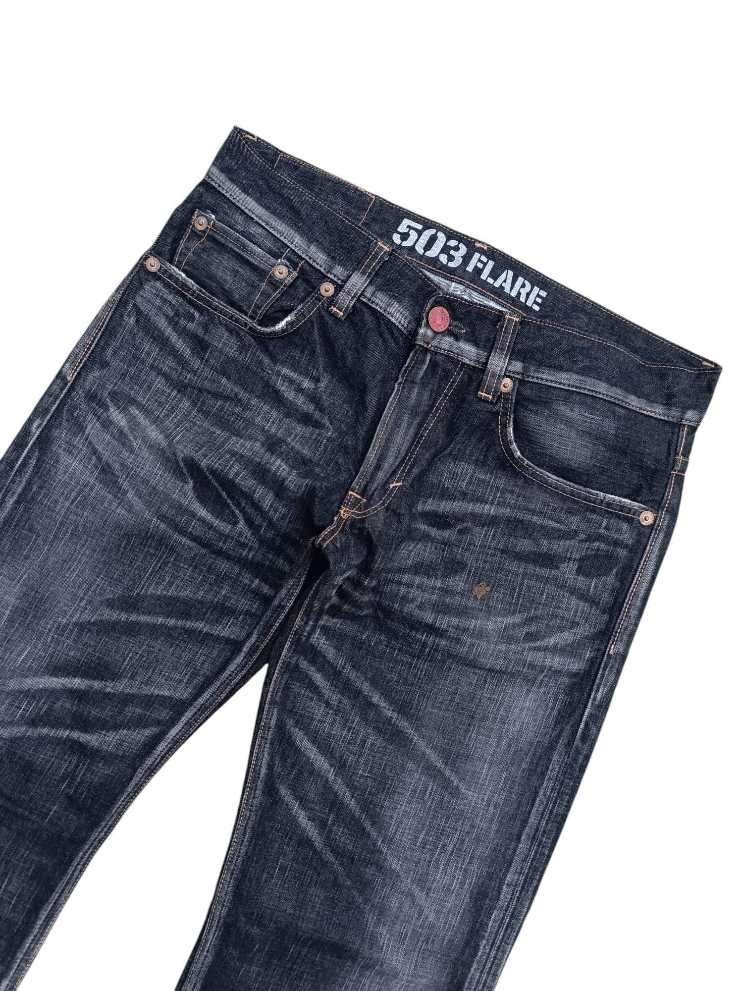 Edwin EDWIN 503 FLARE FADED & RUSTY PUNK STYLE WHISKERS DENIM Size US 34 / EU 50 - 10 Thumbnail