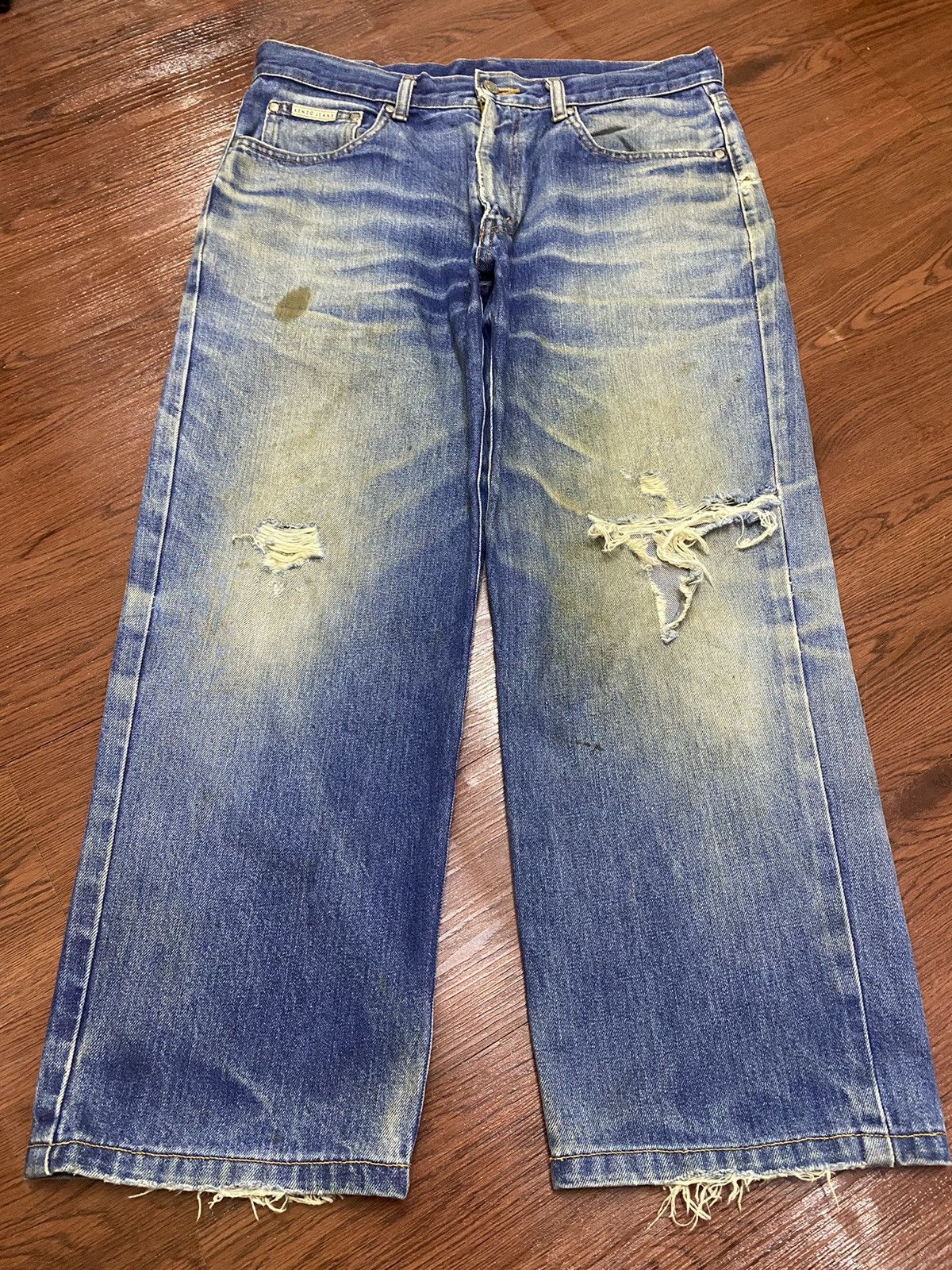Japanese Brand Vintage Kenzo Japan Mud Wash Distressed Baggy Jeans Size US 32 / EU 48 - 1 Thumbnail