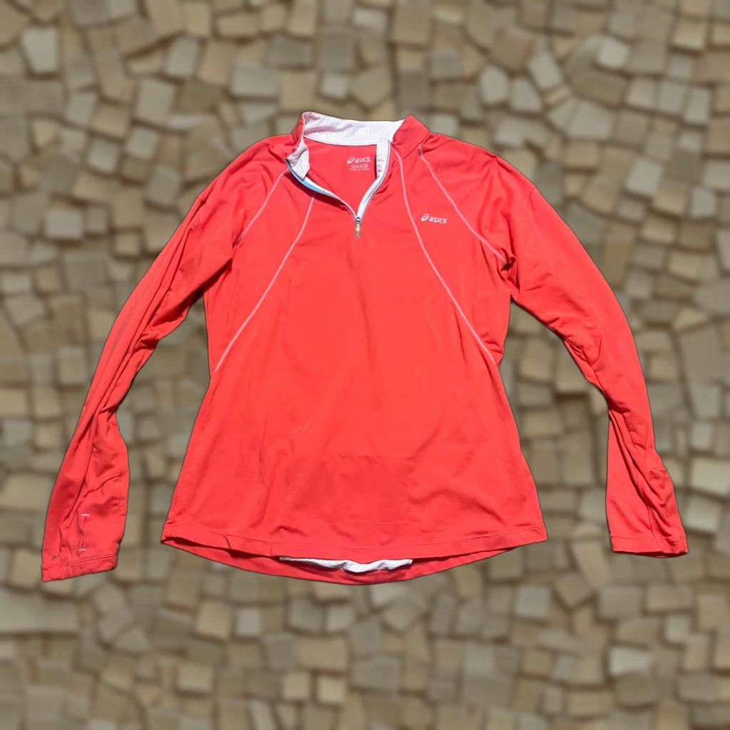 Asics ASICS Shirt Women Medium Orange 1/4 Zip Long Sleeve Logo - Casual Modern Basic Regular Fit - Free Return Size M / US 6-8 / IT 42-44 - 1 Thumbnail