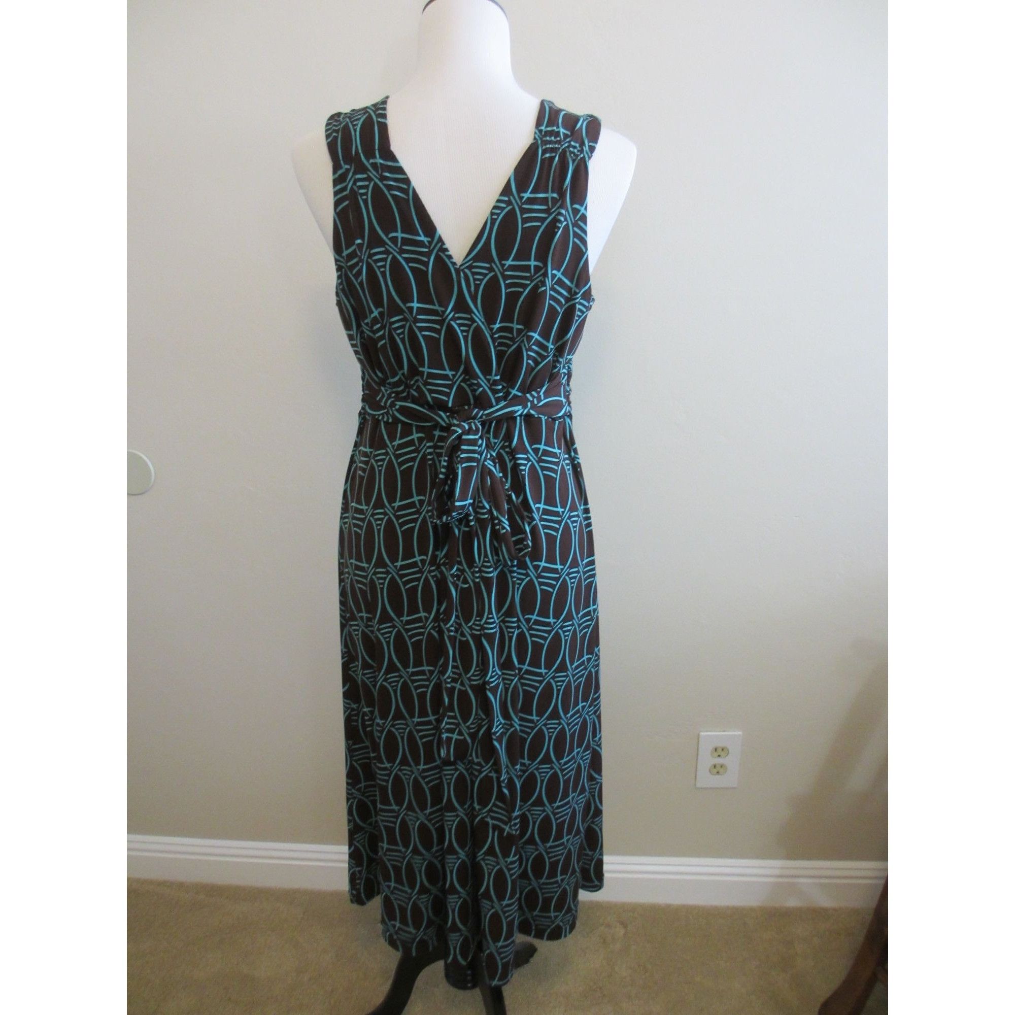Other ZENOBIA BLUE AND BROWN SLEEVELESS2X DRESS WITH TIE AT BACK S Size XXL / US 16-18 / IT 52-54 - 4 Thumbnail
