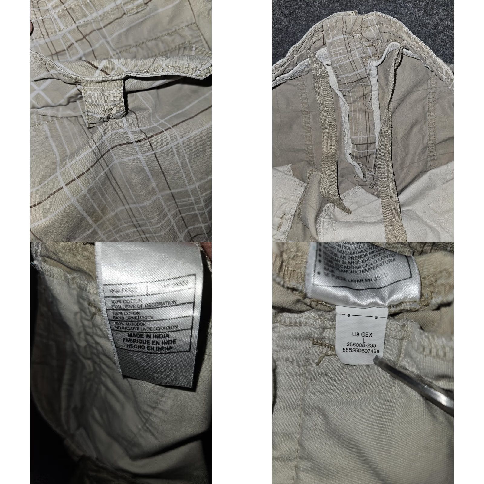 Nike Nike Shorts Mens Large Plaid Casual Drawstring Pockets Lightweight Cotton Beige Summer Size US 33 - 8 Thumbnail