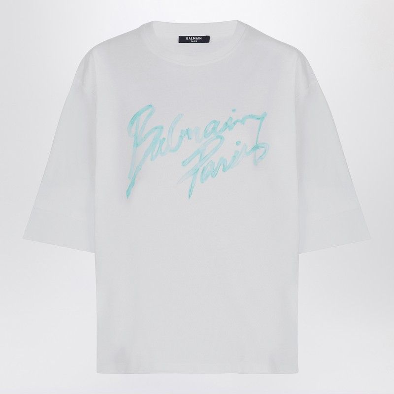 Balmain Oversized White T-Shirt With Logo Print