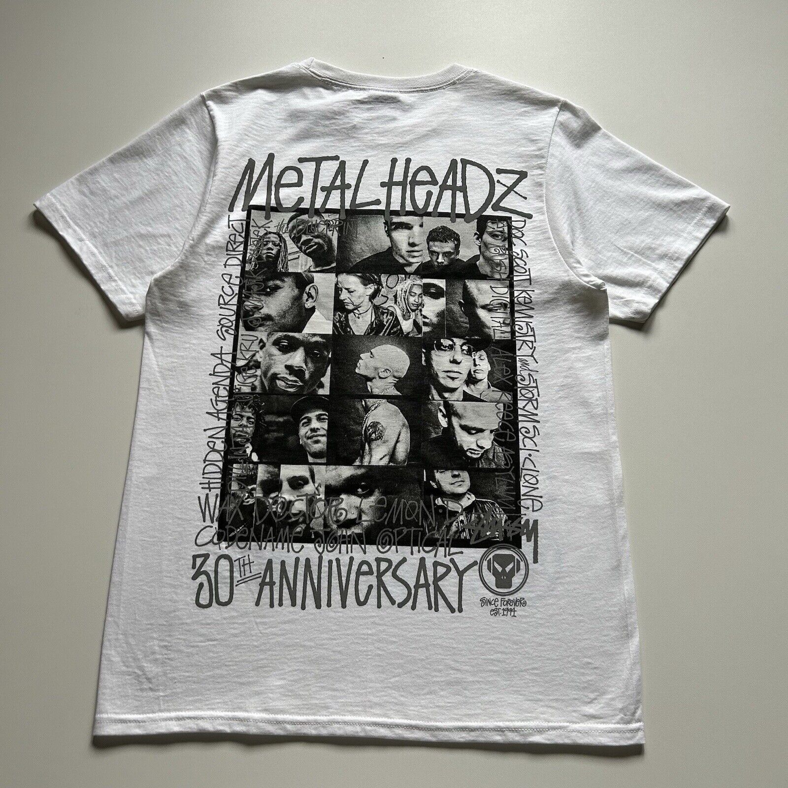 Stussy Metal Headz 30th Anniversary 3M Graphic T Shirt Small