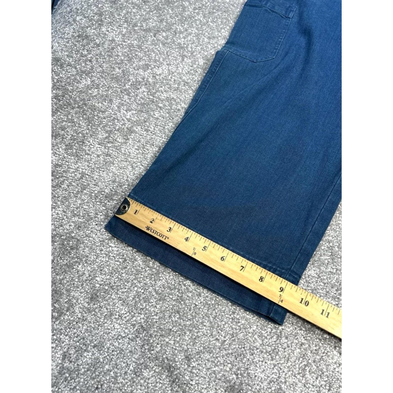 Ralph Lauren Lauren Ralph Lauren Womens Blue Cotton Denim Cropped Pants Wide Leg Size 12 Y2k Size 34" / US 12 / IT 48 - 6 Thumbnail
