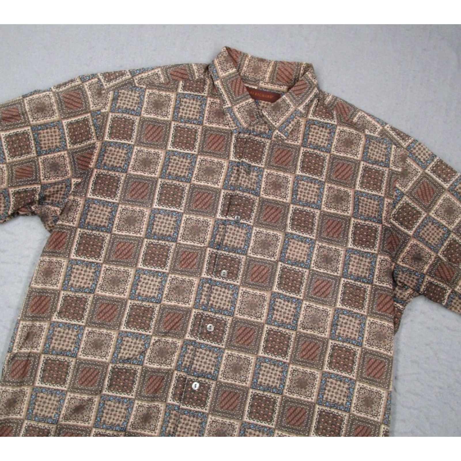 Tori Richard Tori Richard Shirt Mens Large Brown Floral Short Sleeve Button-Up COTTON LAWN Made in USA Size US L / EU 52-54 / 3 - 2 Thumbnail