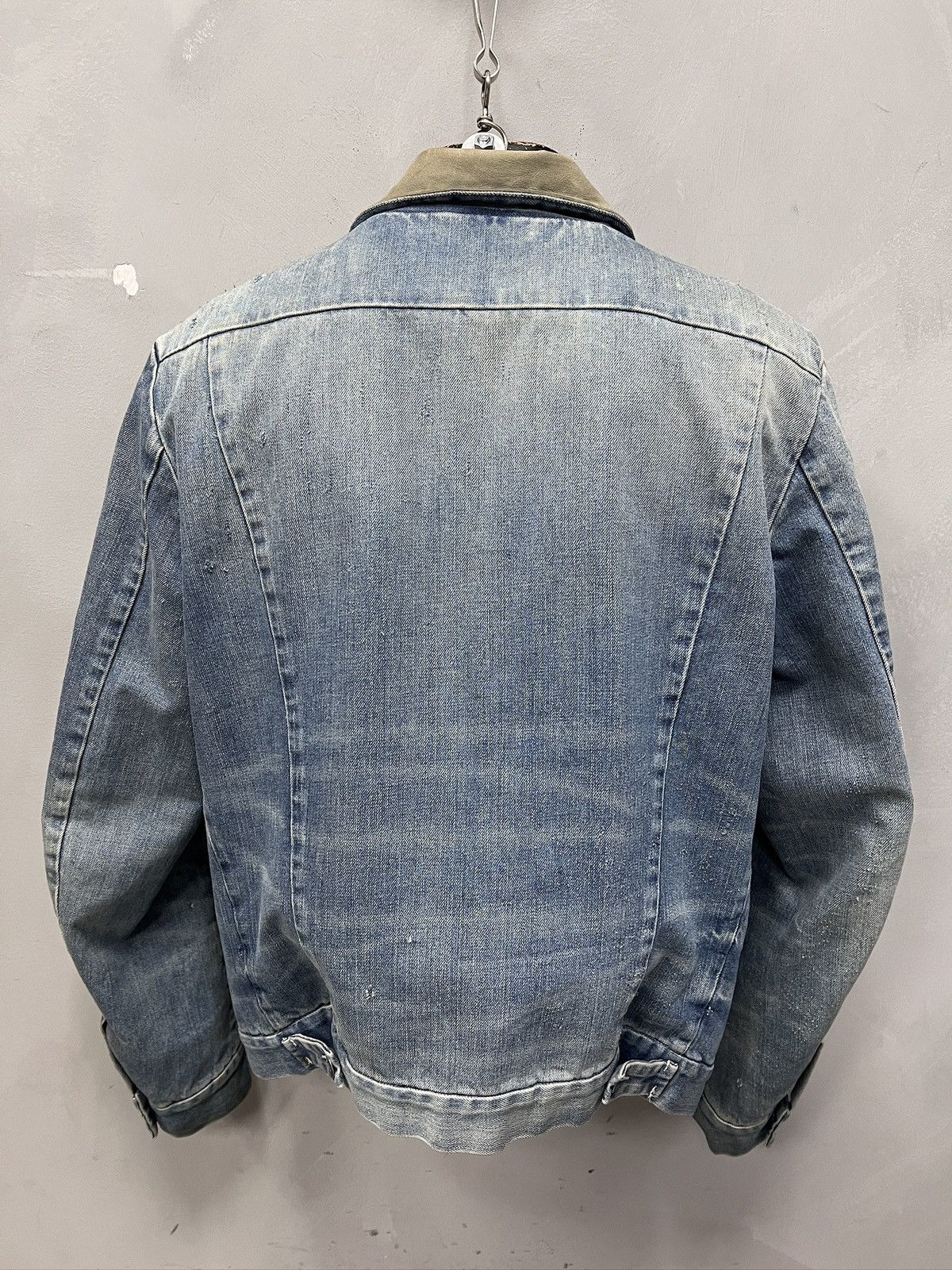 Diesel Diesel leather collar denim distressed trucker jacket y2k Size US M / EU 48-50 / 2 - 7 Thumbnail