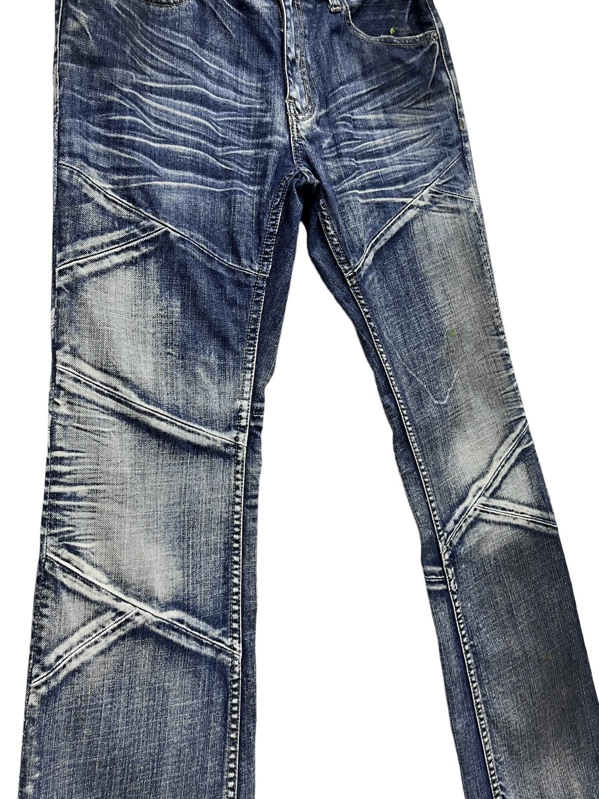Japanese Brand PUNK FLARE🔥Vtg EDGE X RUPERT Distressed Blue Spliced Denim Size US 32 / EU 48 - 8 Thumbnail