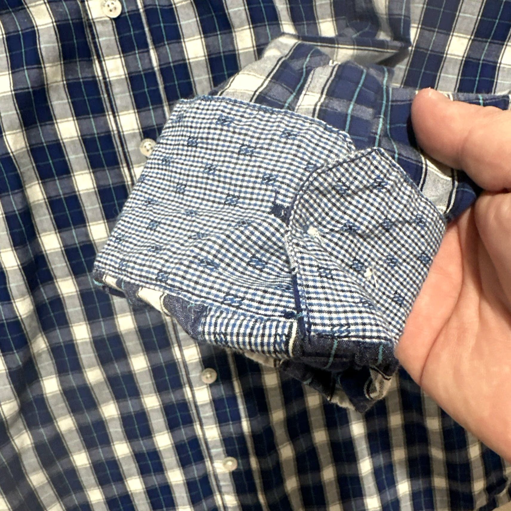 Vintage VINTAGE Olefant Men’s Shirt XL Blue White Plaid Cotton Long Sleeve Button-Up Fall Spring Winter Mens Size US XL / EU 56 / 4 - 3 Thumbnail