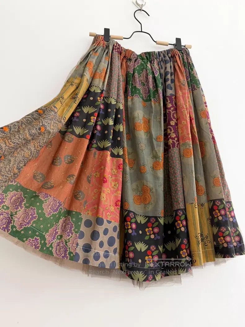 Comme des Garcons Comme Des Garcons size F Patchwork Printed Tulle Skirt Size 23" - 4 Thumbnail