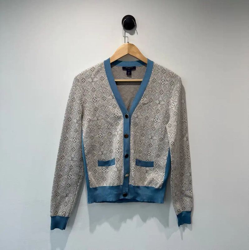 Louis Vuitton Louis Vuitton Gray Cotton Monogram Cardigan 0089 Size S / US 4 / IT 40 - 1 Thumbnail