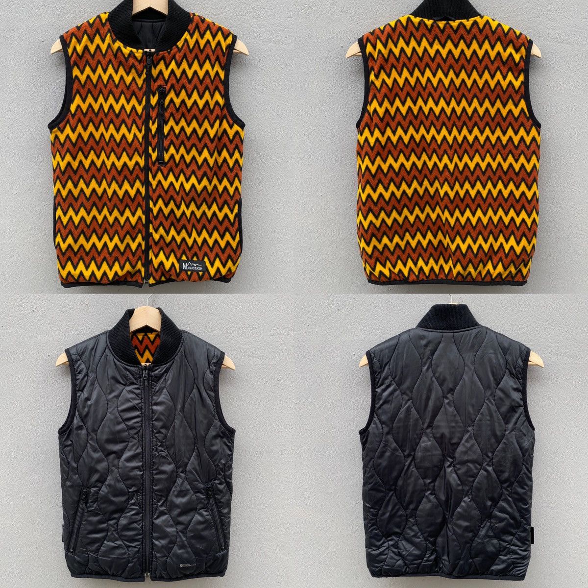 20471120 × Japanese Brand × Manastash 🔥MANASTASH Configuration Quilted Reversible Vest Size 38L - 1 Thumbnail
