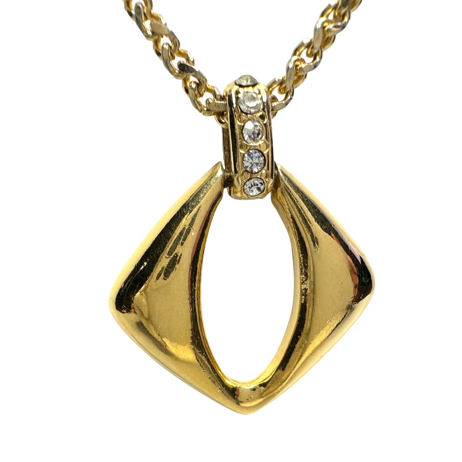 Yves Saint Laurent Yves Saint Laurent (YSL) Gold-Plated Necklace w Rhinestones Size ONE SIZE - 1 Thumbnail