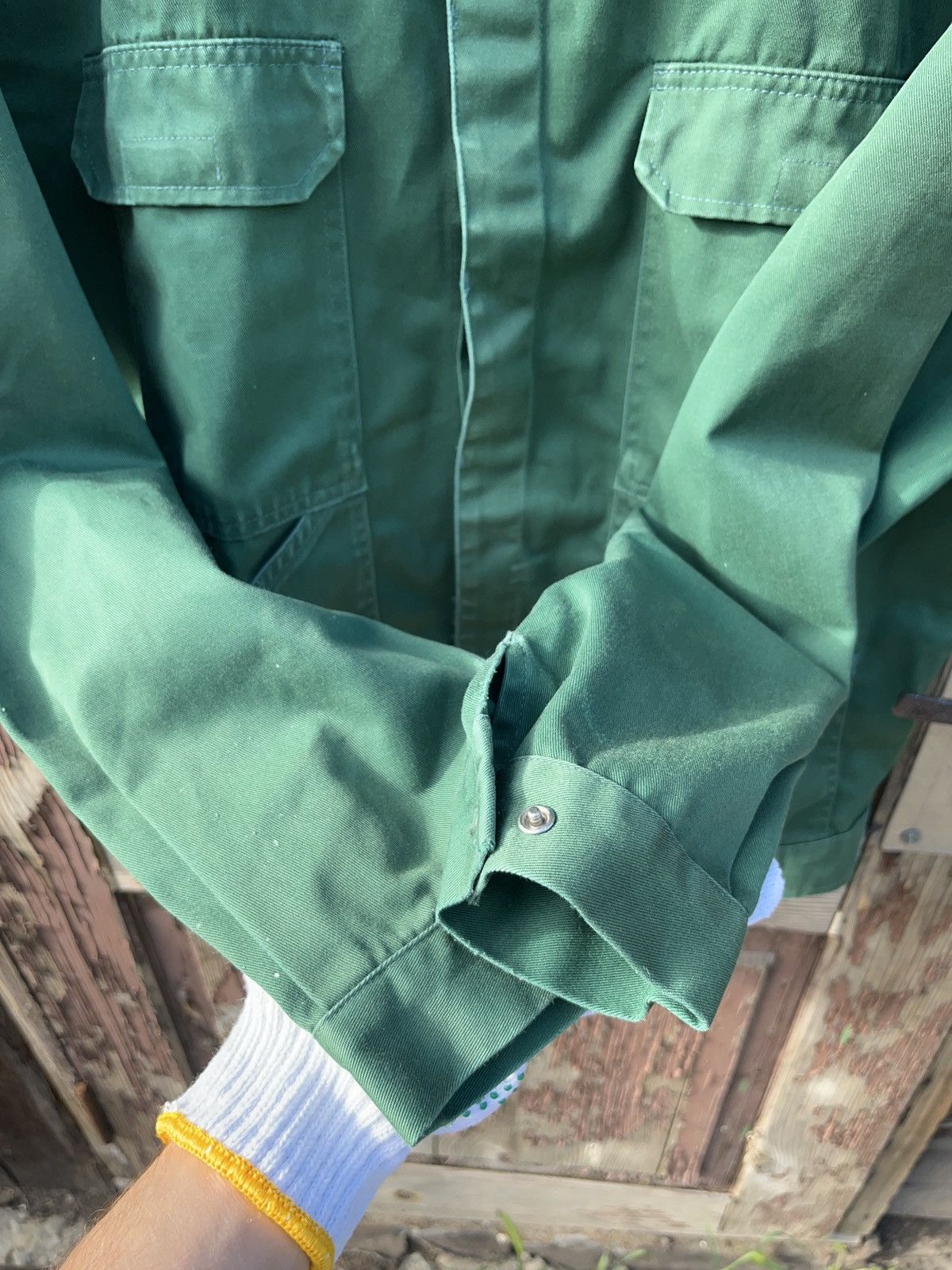 Le Laboureur Vintage 80s German Green Sanfor Chore Jacket Workwear Size US L / EU 52-54 / 3 - 5 Thumbnail