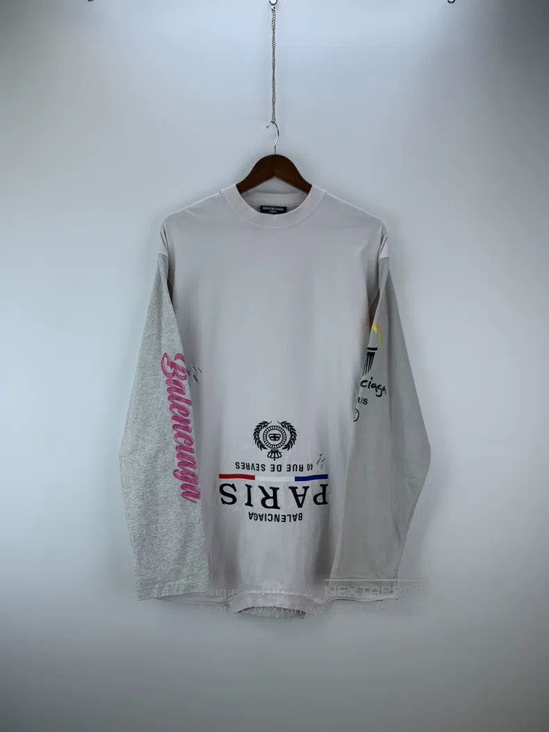 Balenciaga Balenciaga Destroyed Patchwork Long Sleeve T-Shirt Size US M / EU 48-50 / 2 - 1 Thumbnail