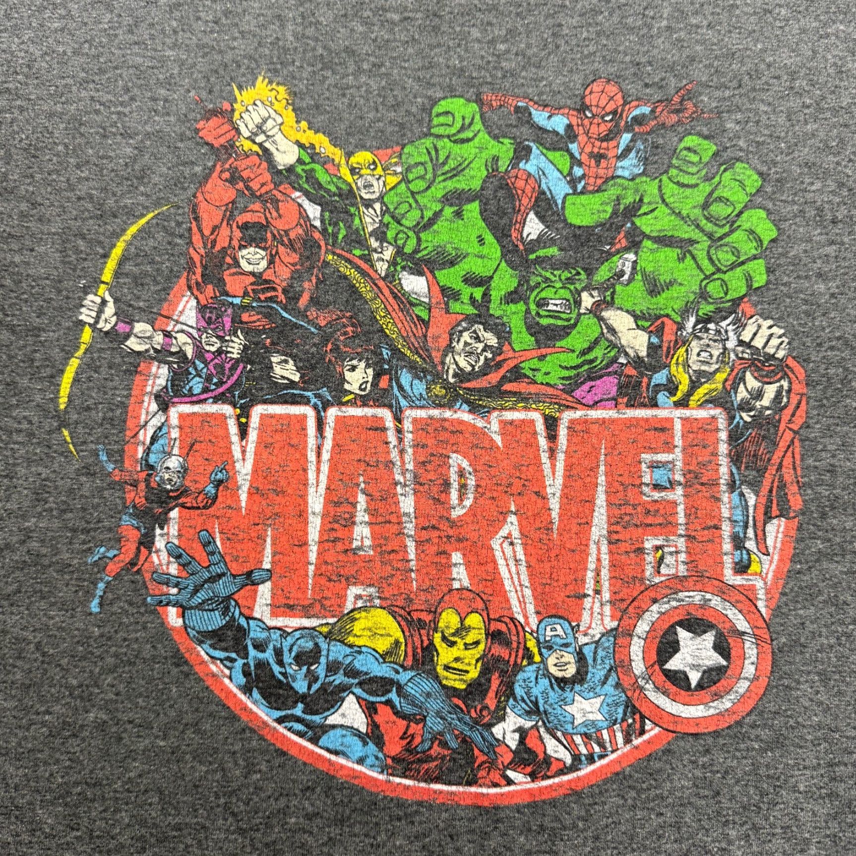 Marine Layer VINTAGE Marvel Comics Avengers Superheroes Graphic T-Shirt Mens Large Gray Crew Neck Tee Size US M / EU 48-50 / 2 - 3 Thumbnail