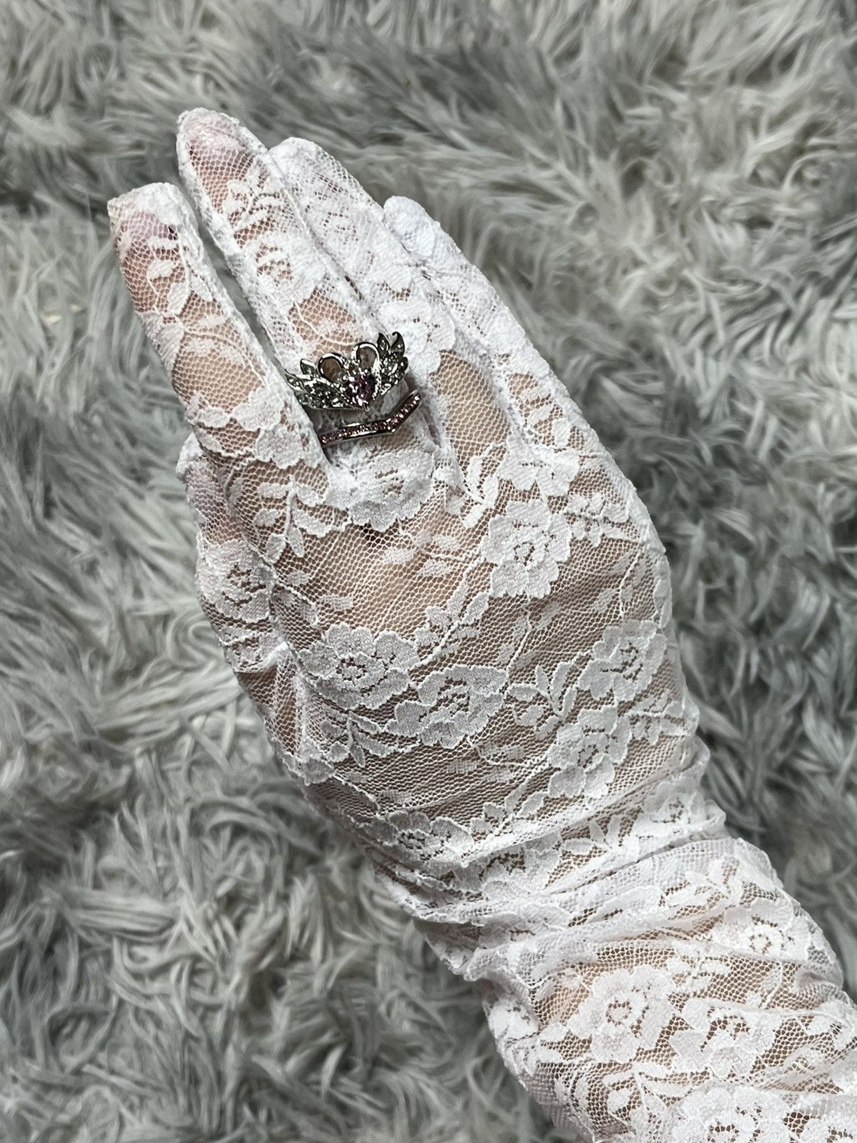 Jewelry Romantic Swan Crown Ring Set – Silver & Pink Gemstones Size ONE SIZE - 7 Thumbnail