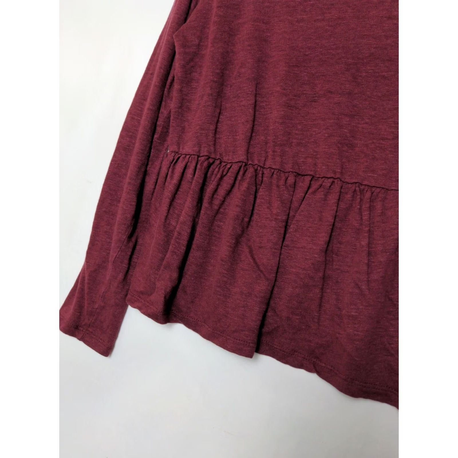 Madewell Madewell T-Shirt Women XS Red Linen Ruffle Long Sleeve Knit Top Casual Basic 100% Linen Shirt Mens? Size XS / US 0-2 / IT 36-38 - 6 Thumbnail