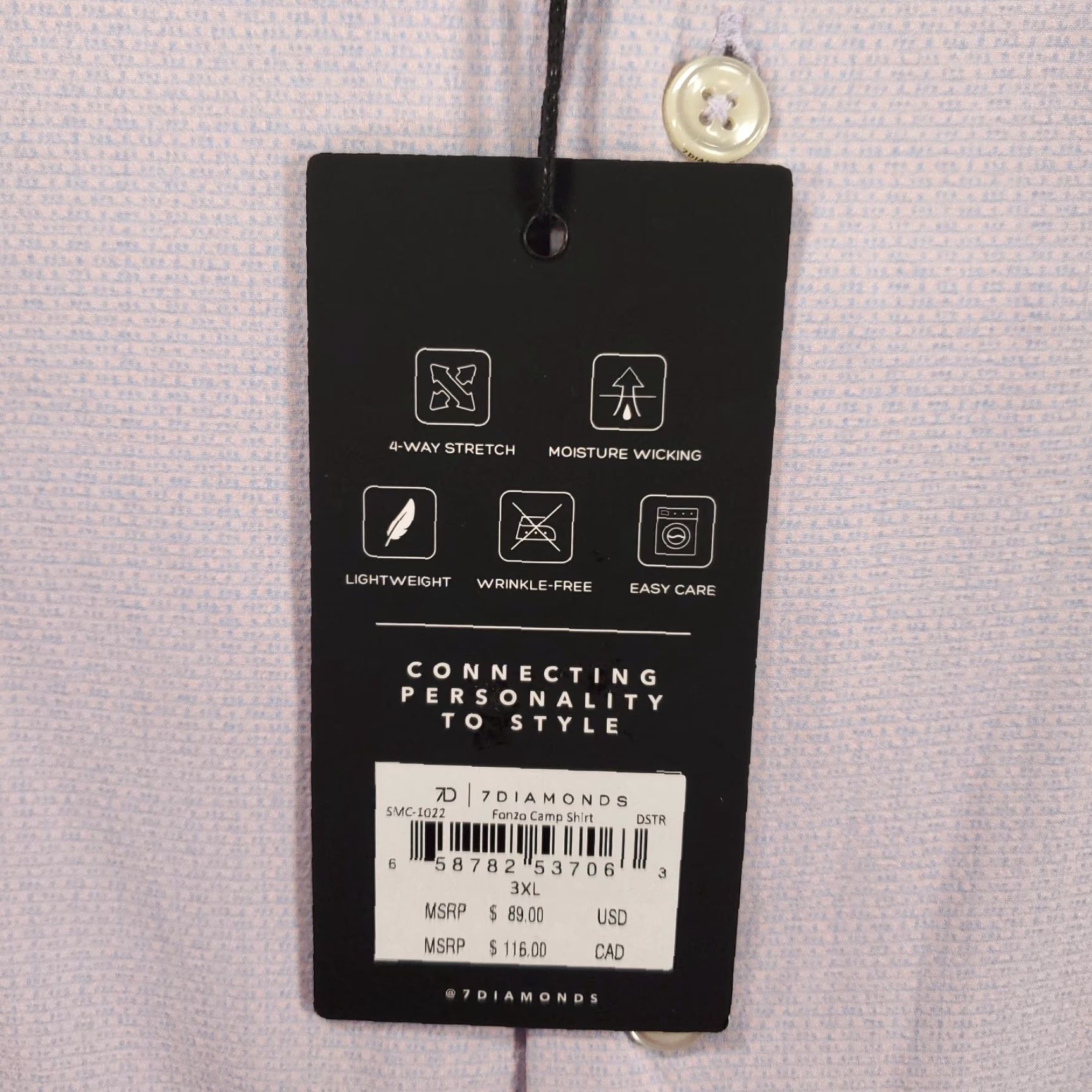 Vintage 7 Diamonds Shirt New Mens 3XL Button Up Collared Spread Classic NWT Pink Polyester Spandex Blend Geometric Short Sleeve Fold? Size US XXL / EU 58 / 5 - 5 Thumbnail